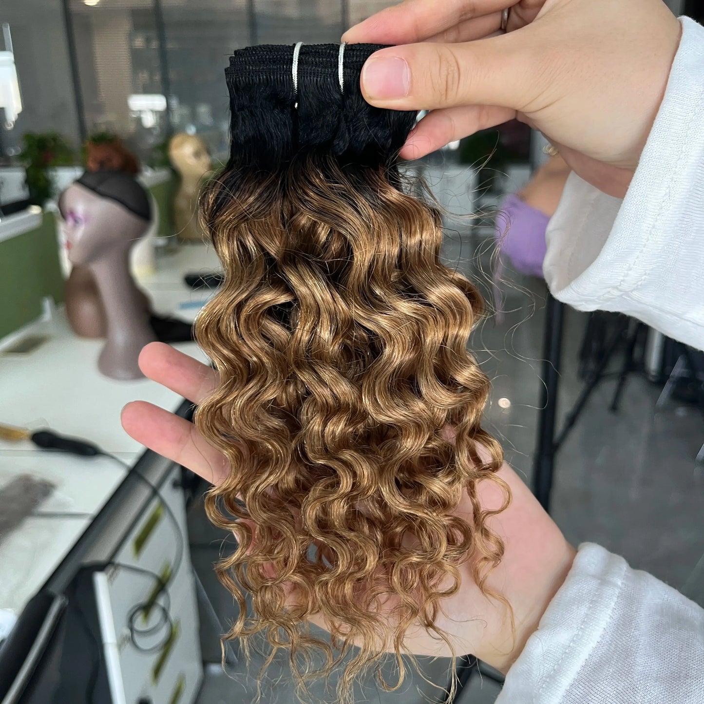 Gemlong 100% Human Hair Bundle Water wave Remy 1B/27 Ombre Brazilian Hair 50g/pc Weft Extensions 10-16 inch