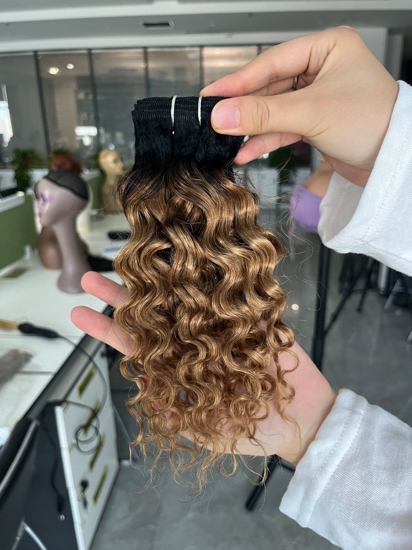 Gemlong 100% Human Hair Bundle Water wave Remy 1B/27 Ombre Brazilian Hair 50g/pc Weft Extensions 10-16 inch