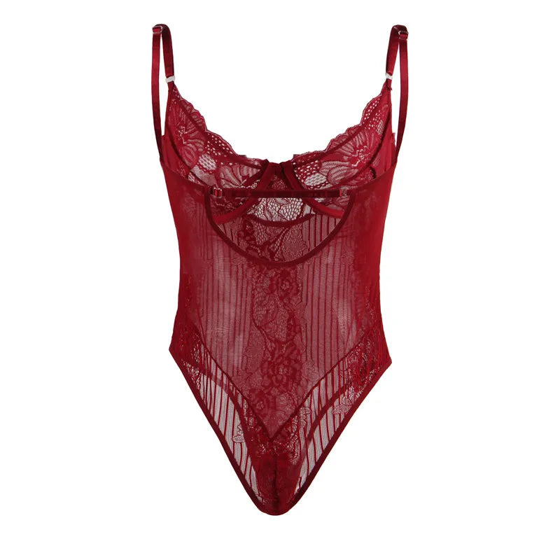 Big Size Lace Bodysuit Body Femme Hot Teddy Lingerie Transparent Sexy Outfits Mesh Bodysuit Thong Jumpsuit Overalls Party
