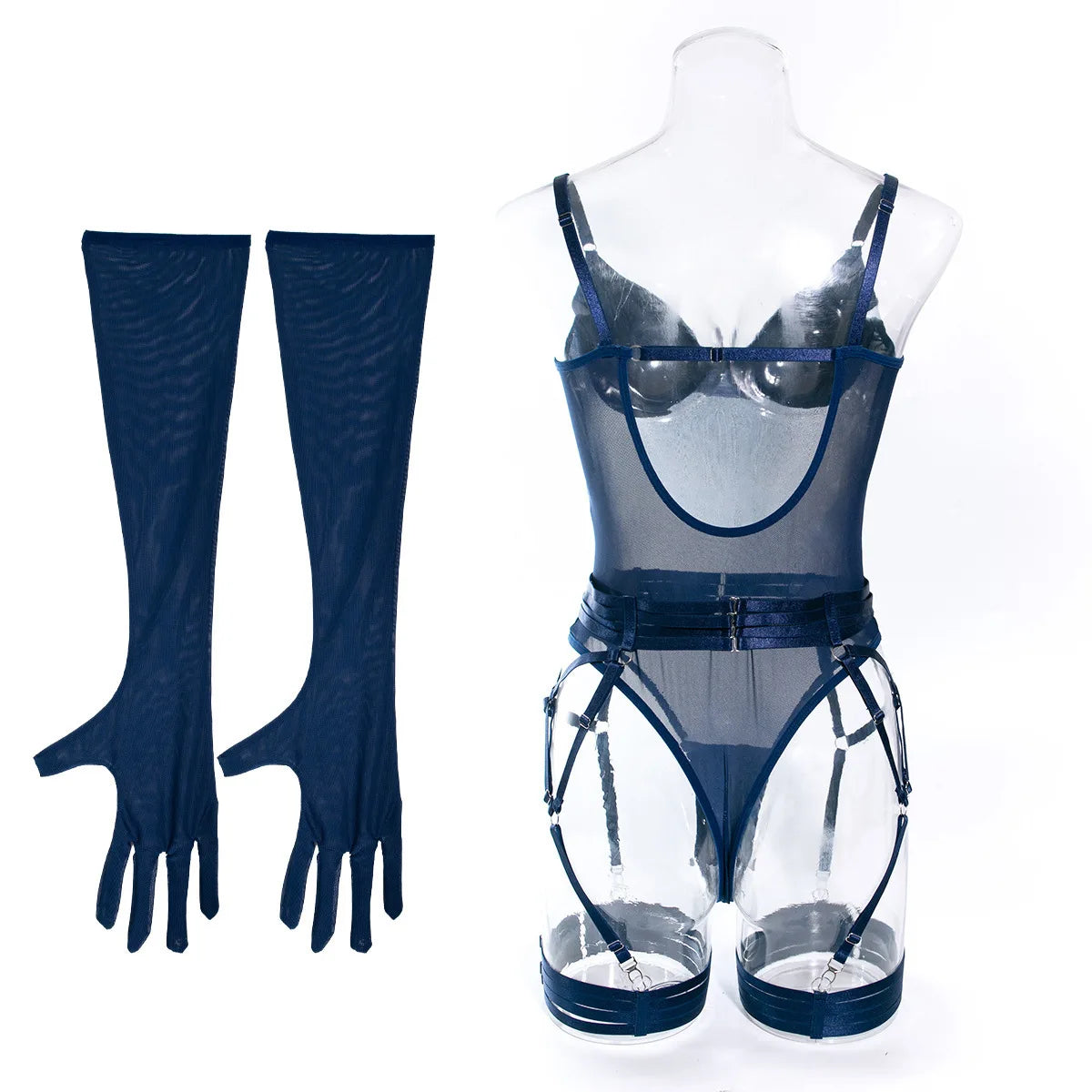 Bodysuit Sexy One-piece With Gloves Garters Mesh Women Rompers Clothing Body Suits Lace Jumpsuit Sweet Korean Women EV5W