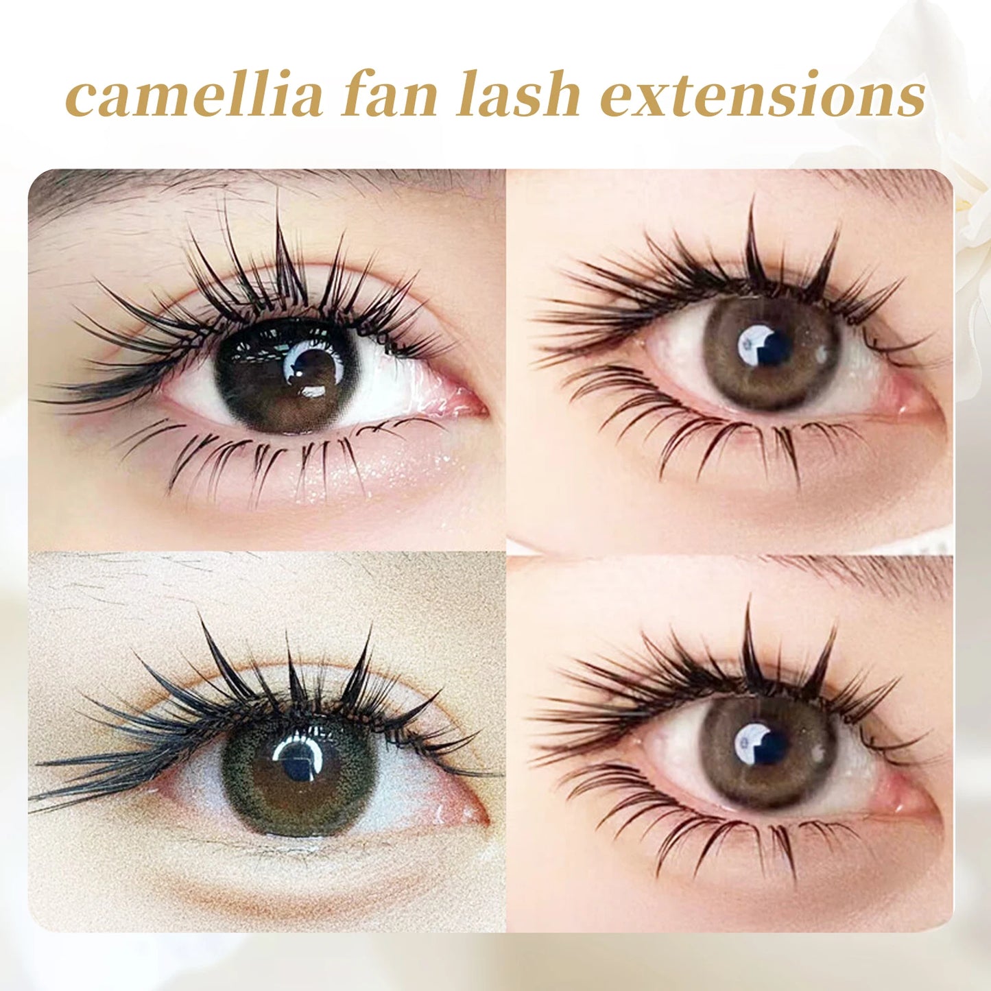 Honey Eyelash LC LD Camellia Eyelash Faux Mink Easy Fan Eyelashes Extensions Matte Black Russian Volume Premade Fan Lashes
