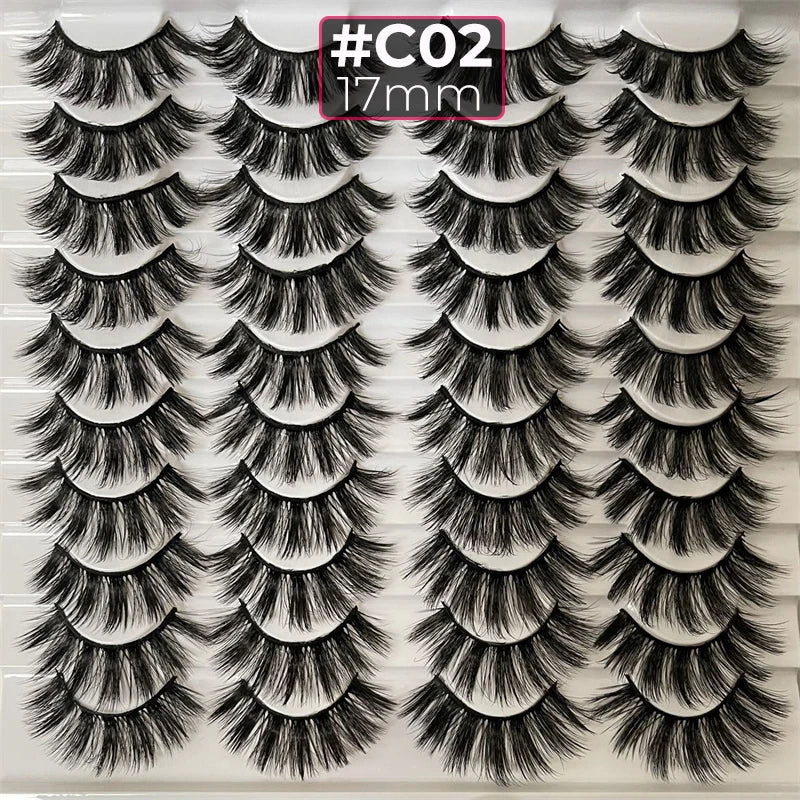 Abestyou 11-18mm 20pairs Natural Fake EyeLashes Book Individual Wispy Thick Faux Mink Cat Eye Lashes Makeup Tools