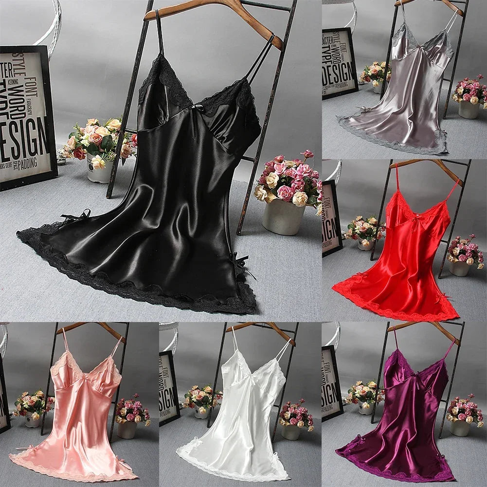 Ladies Wrap Dress Women Nightwear Breathable Lace Lightweight Lingerie Sleepwear Nightdress Sleeveless Fashion