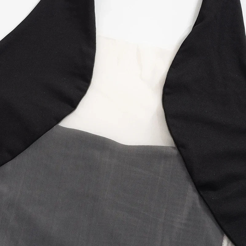 Neck-Mounted Sleeveless Bodysuit, One-Piece Corset Top, Mesh Patchwork Bustier, Sexy Lingerie, Fashion Trends, Summer Clothing
