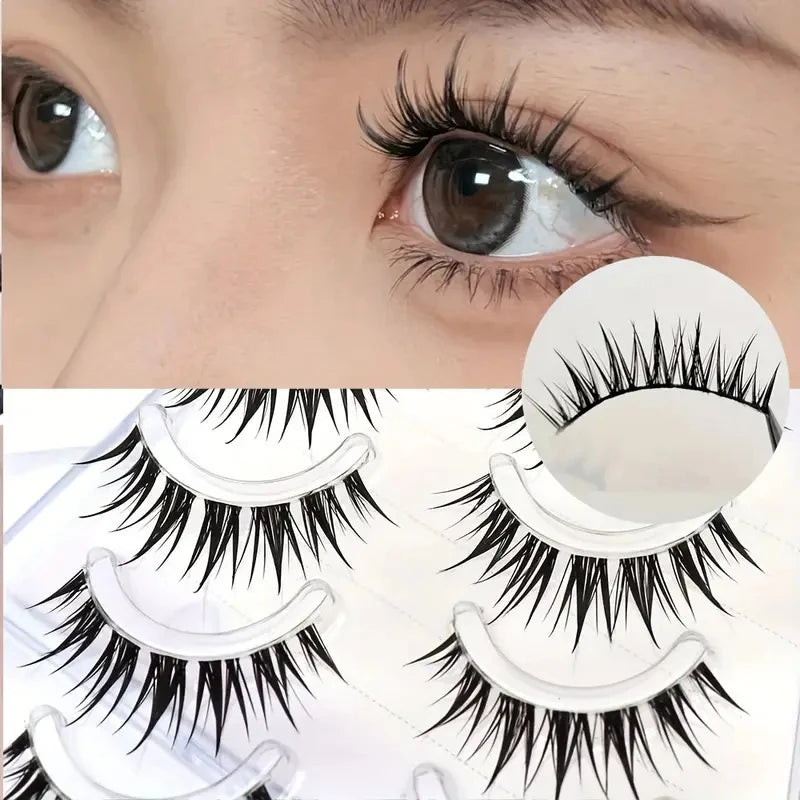 Five Rows Of Natural Whole False Eyelashes, Anime Style Japanese And Korean Eyelashes