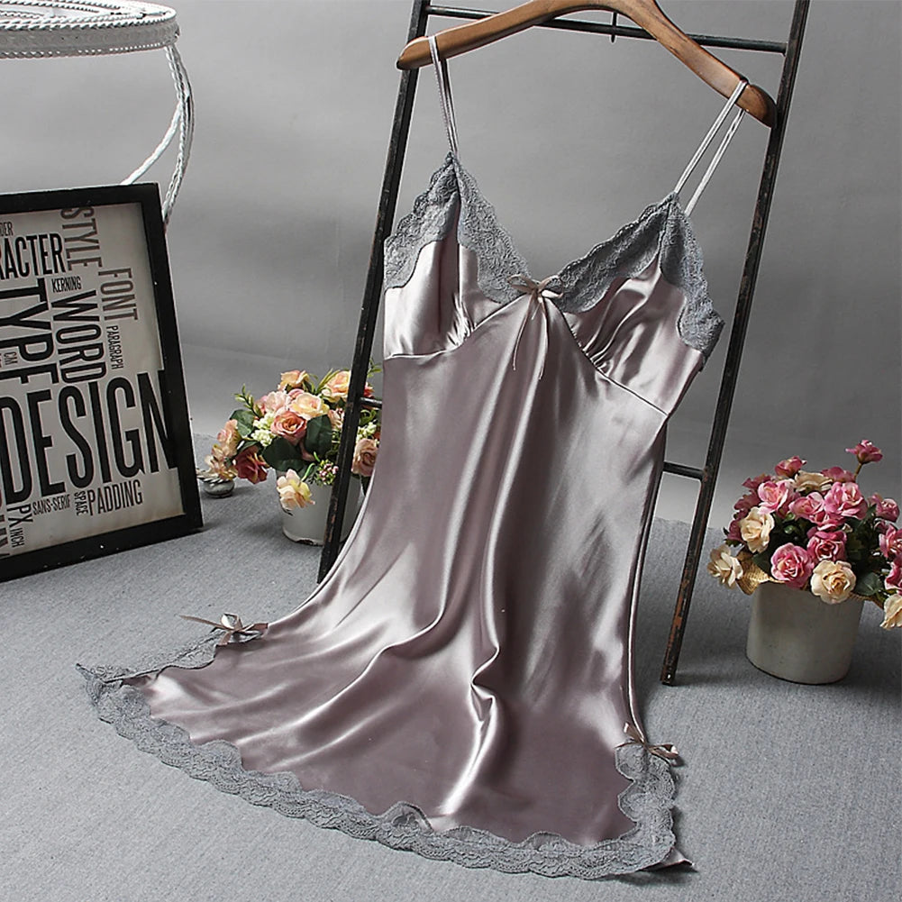 Ladies Wrap Dress Women Nightwear Breathable Lace Lightweight Lingerie Sleepwear Nightdress Sleeveless Fashion