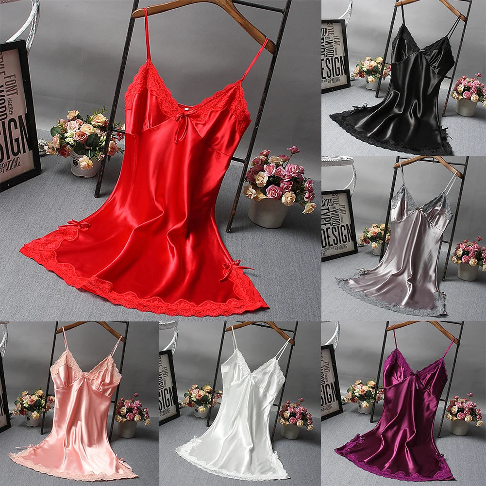 Ladies Wrap Dress Women Nightwear Breathable Lace Lightweight Lingerie Sleepwear Nightdress Sleeveless Fashion