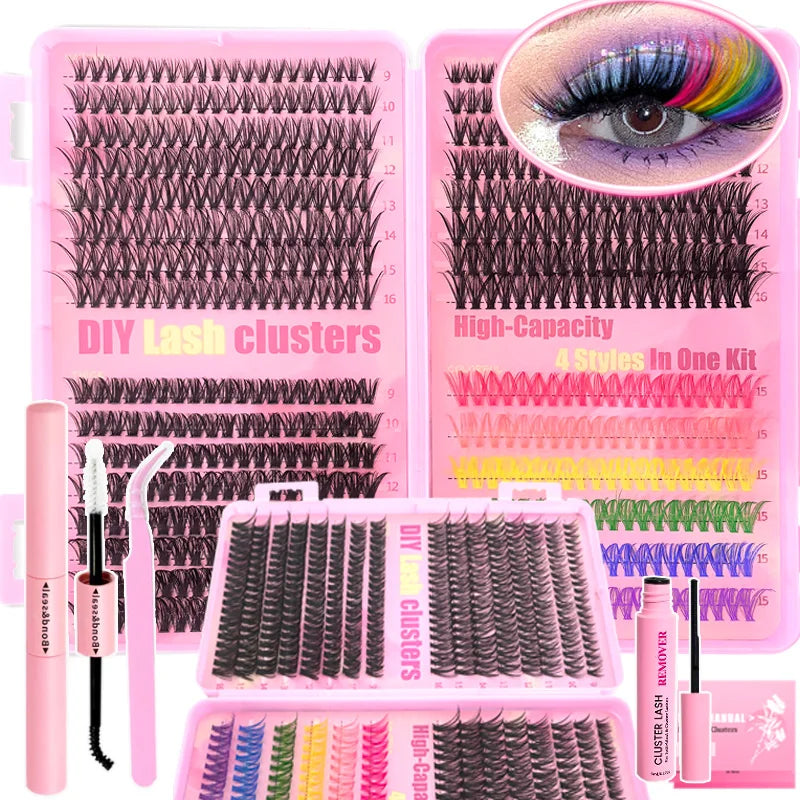 30D+40D+60D+80D False Eyelashes Set 9-16mm MIxed Individual False Eyelashes with Lash Applicators