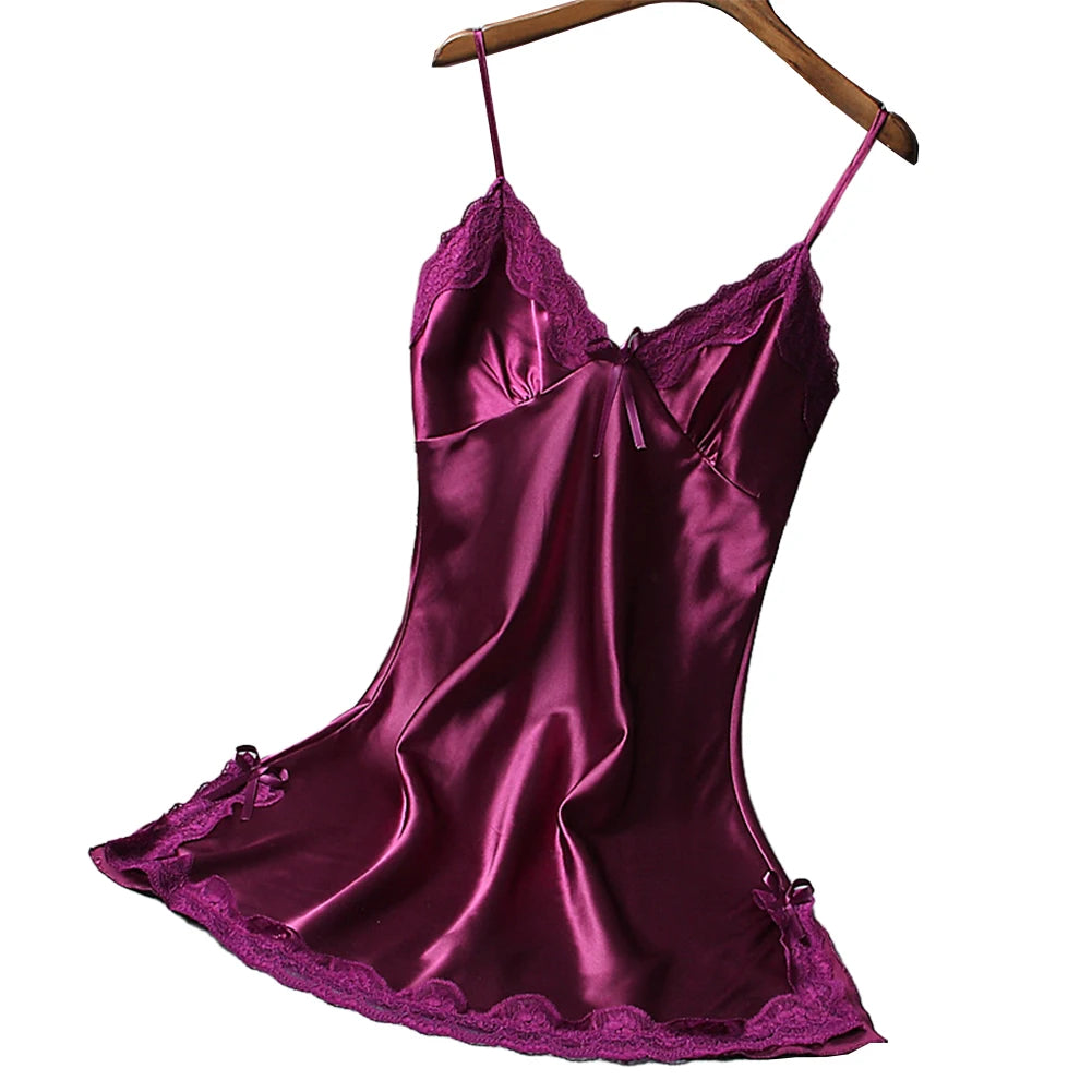 Ladies Wrap Dress Women Nightwear Breathable Lace Lightweight Lingerie Sleepwear Nightdress Sleeveless Fashion