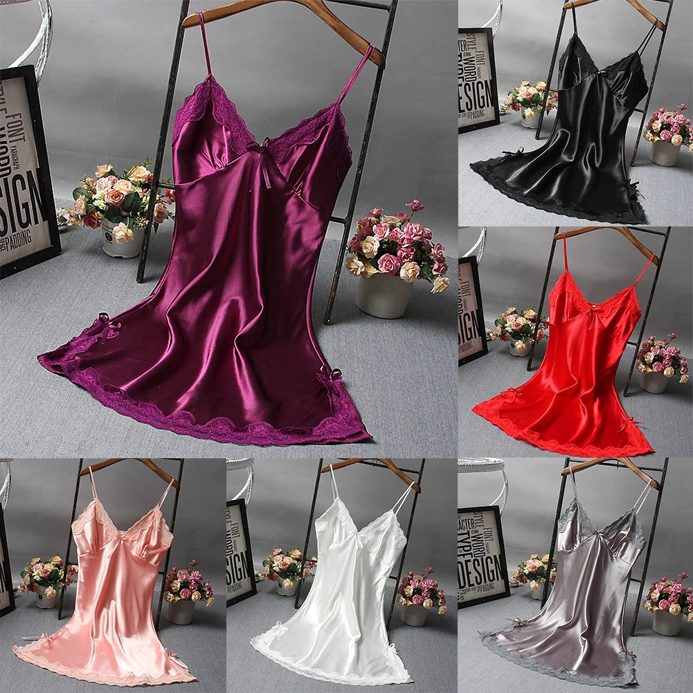 Ladies Wrap Dress Women Nightwear Breathable Lace Lightweight Lingerie Sleepwear Nightdress Sleeveless Fashion