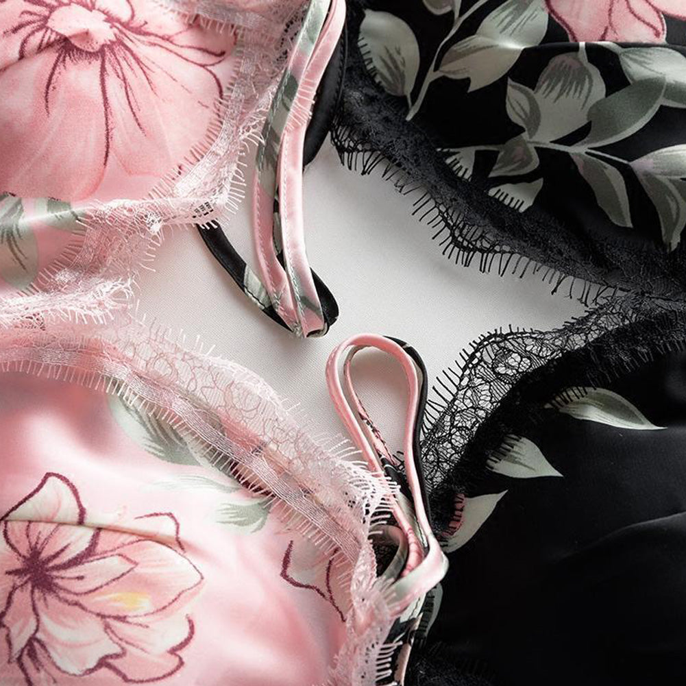 Sexy Lingerie for Women Floral Satin Silk Lace Sleepwear Dress Babydoll Sleepshirts Fashion Nightwear Night Clothes for Ladies