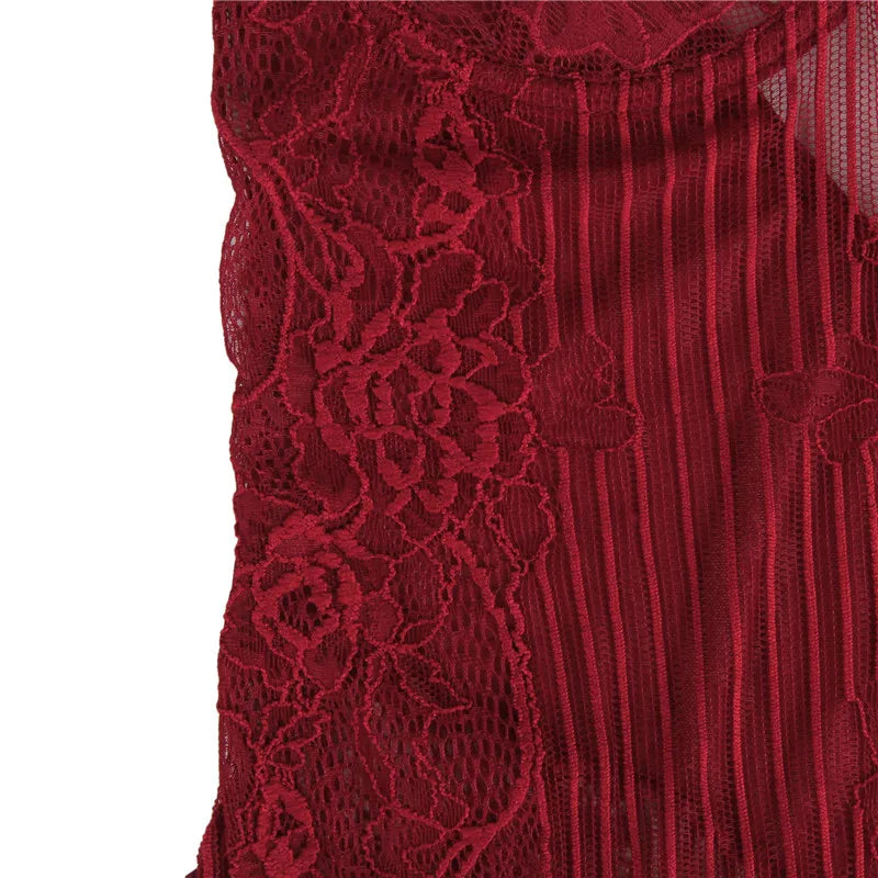 Big Size Lace Bodysuit Body Femme Hot Teddy Lingerie Transparent Sexy Outfits Mesh Bodysuit Thong Jumpsuit Overalls Party