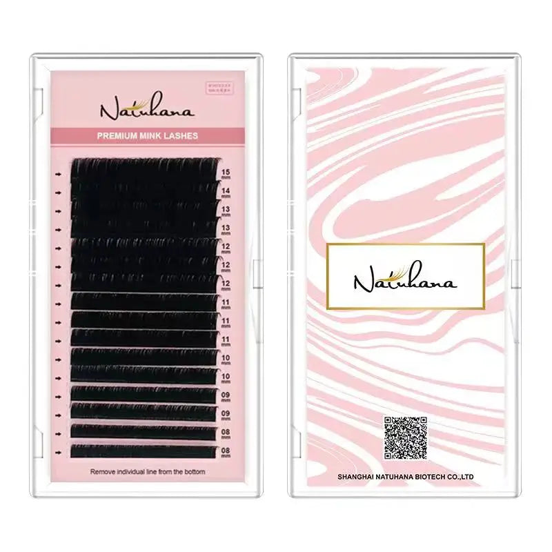 NATUHANA Mink Lashes Mix 8~15 mm 16 lines Handmade korean Pbt Eyelash Extension Natural Soft Faux Lash Extension Supplies Makeup