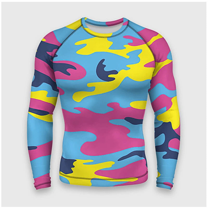 Colorful Graffiti Art Camouflage Men Women Long Sleeved Round Neck 3D Printed Fashionable And Personalized Casual Top T-shirt