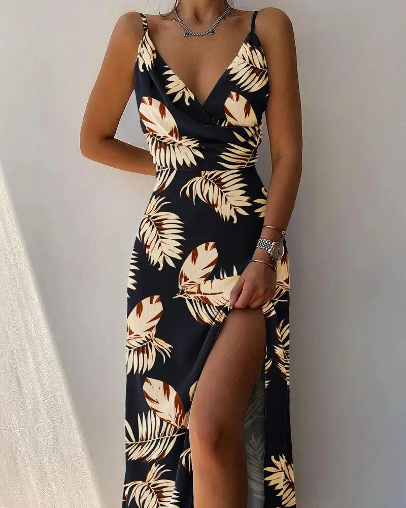 Elegant Women Sexy Dresses Summer Fashion Print Gradient Solid Out Off Shoulder V-Neck Female Camisole Dress Bandage Dress