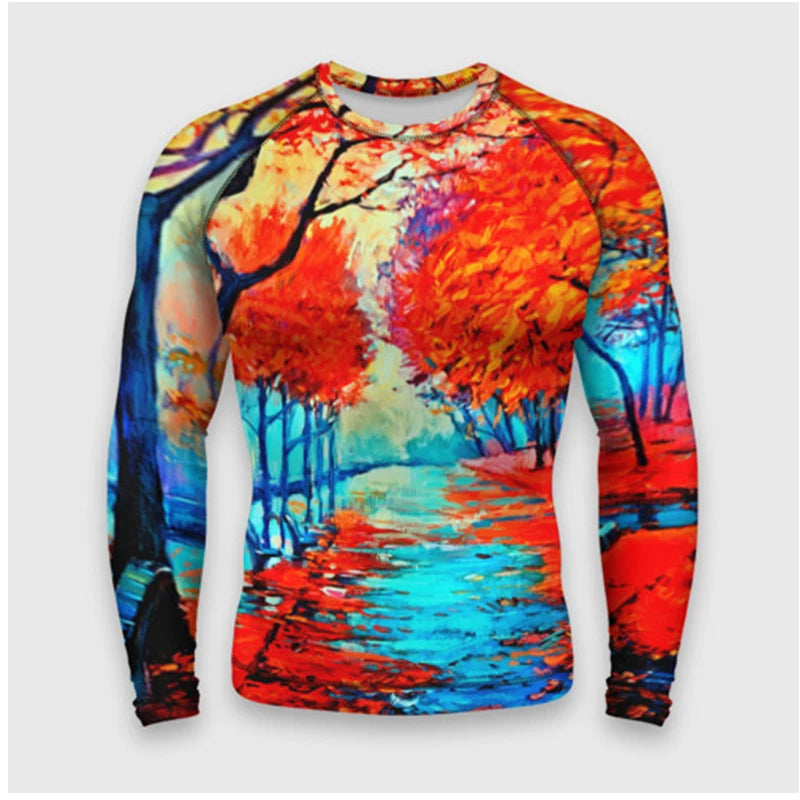 Colorful Graffiti Art Camouflage Men Women Long Sleeved Round Neck 3D Printed Fashionable And Personalized Casual Top T-shirt