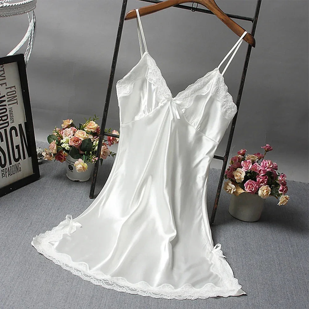 Ladies Wrap Dress Women Nightwear Breathable Lace Lightweight Lingerie Sleepwear Nightdress Sleeveless Fashion