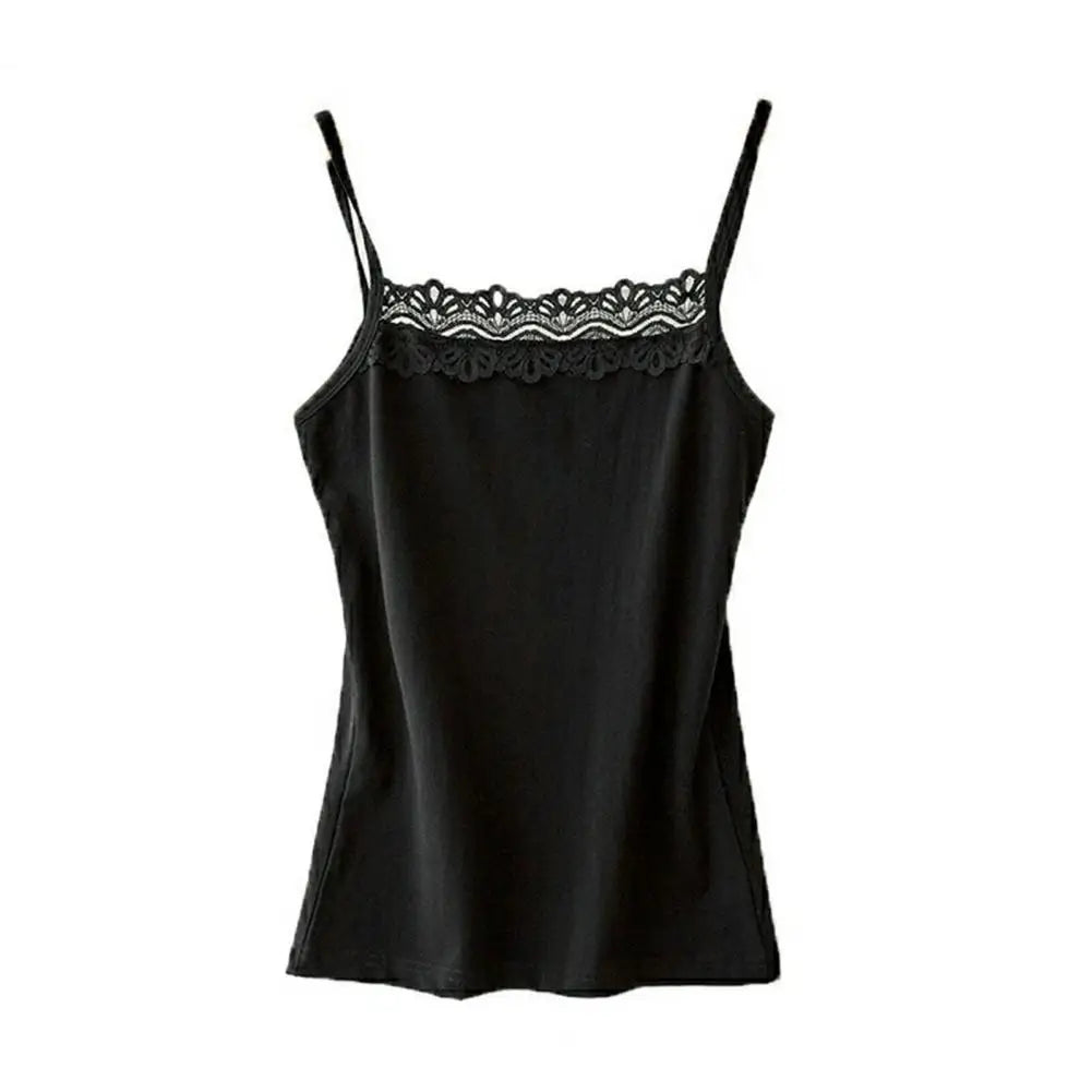 Women Lace Tanks Top Spaghetti Strap Lace Square Neck Sleeveless Match Pants Soft Pullover Summer Camisole Women Clothes
