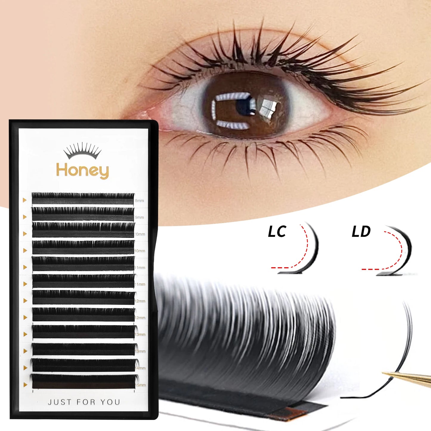Honey Eyelash LC LD Camellia Eyelash Faux Mink Easy Fan Eyelashes Extensions Matte Black Russian Volume Premade Fan Lashes
