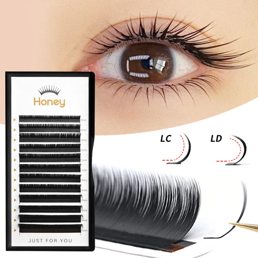 Honey Eyelash LC LD Camellia Eyelash Faux Mink Easy Fan Eyelashes Extensions Matte Black Russian Volume Premade Fan Lashes