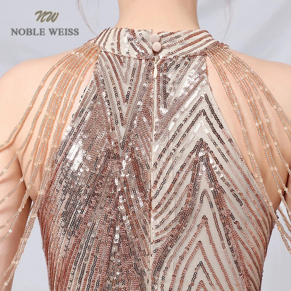 Prom Long Elegant Dresses  Halter  Sequin  Mermaid Prom Dress  Vestidos De Fiesta Evening Dresses Customized