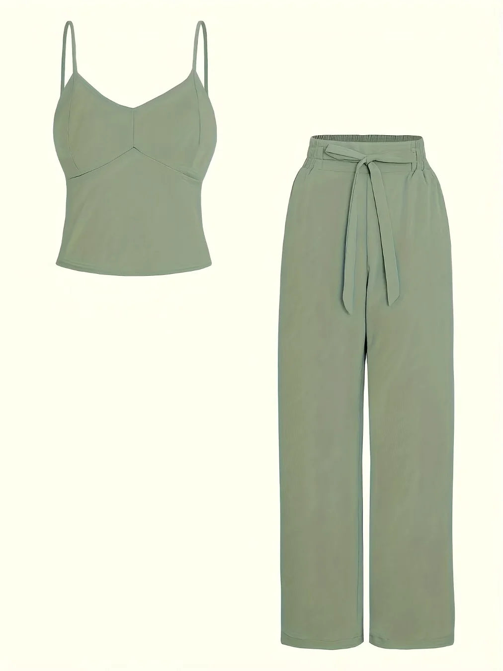 Ladies' Fashion Elegant Sleeveless Set, Solid Color Casual and Elegant Embroidered Faux Waist Belt for Women