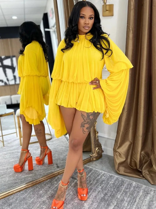 Solid Color Women Rompers For Summer Autumn Long Sleeve Bandage Loose Fashion Streetwear Overalls Wide Leg Pants Trousers 2025