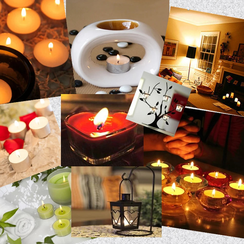 50Pcs Tea Lights Candles Natural Paraffin Wax Unscented Smokeless Votive Candles For Wedding Party Christmas New Year