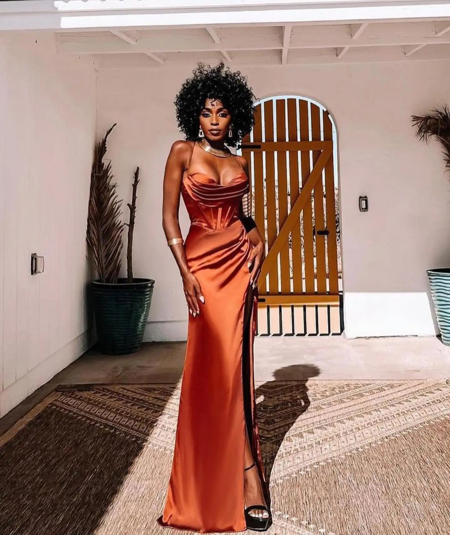 New Summer Prom Dress Women'S Sling Sleeveless Solid Color Dress One Word Neck Slim Fit Open Back Slit Red Sexy Dress