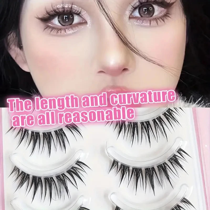 Five Rows Of Natural Whole False Eyelashes, Anime Style Japanese And Korean Eyelashes