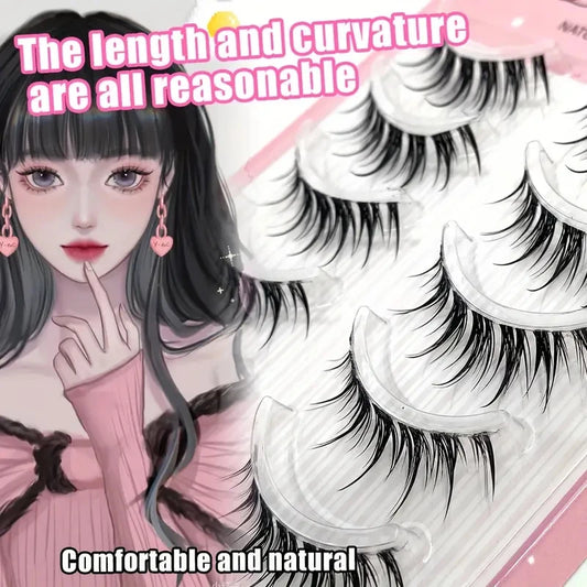 Five Rows Of Natural Whole False Eyelashes, Anime Style Japanese And Korean Eyelashes