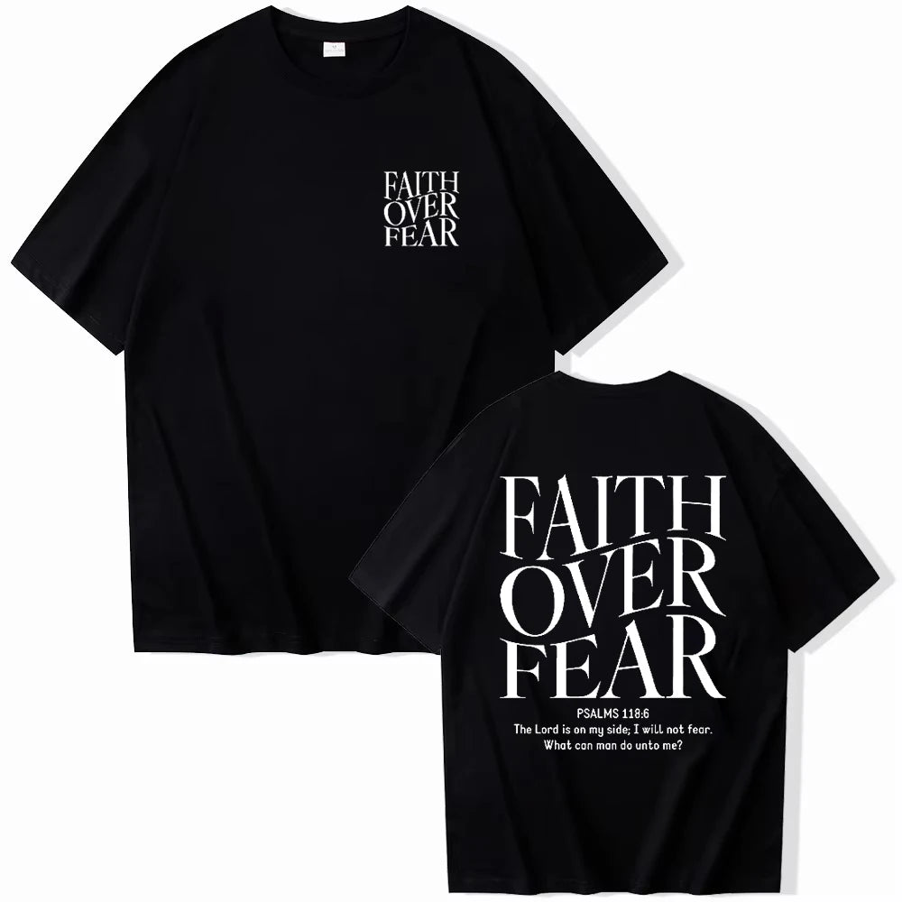 Faith Over Fear Christian Women T-shirts Christian Clothes Jesus Fashion Trendy T-shirts Bible Verse Sportwear Aesthetic Clothes