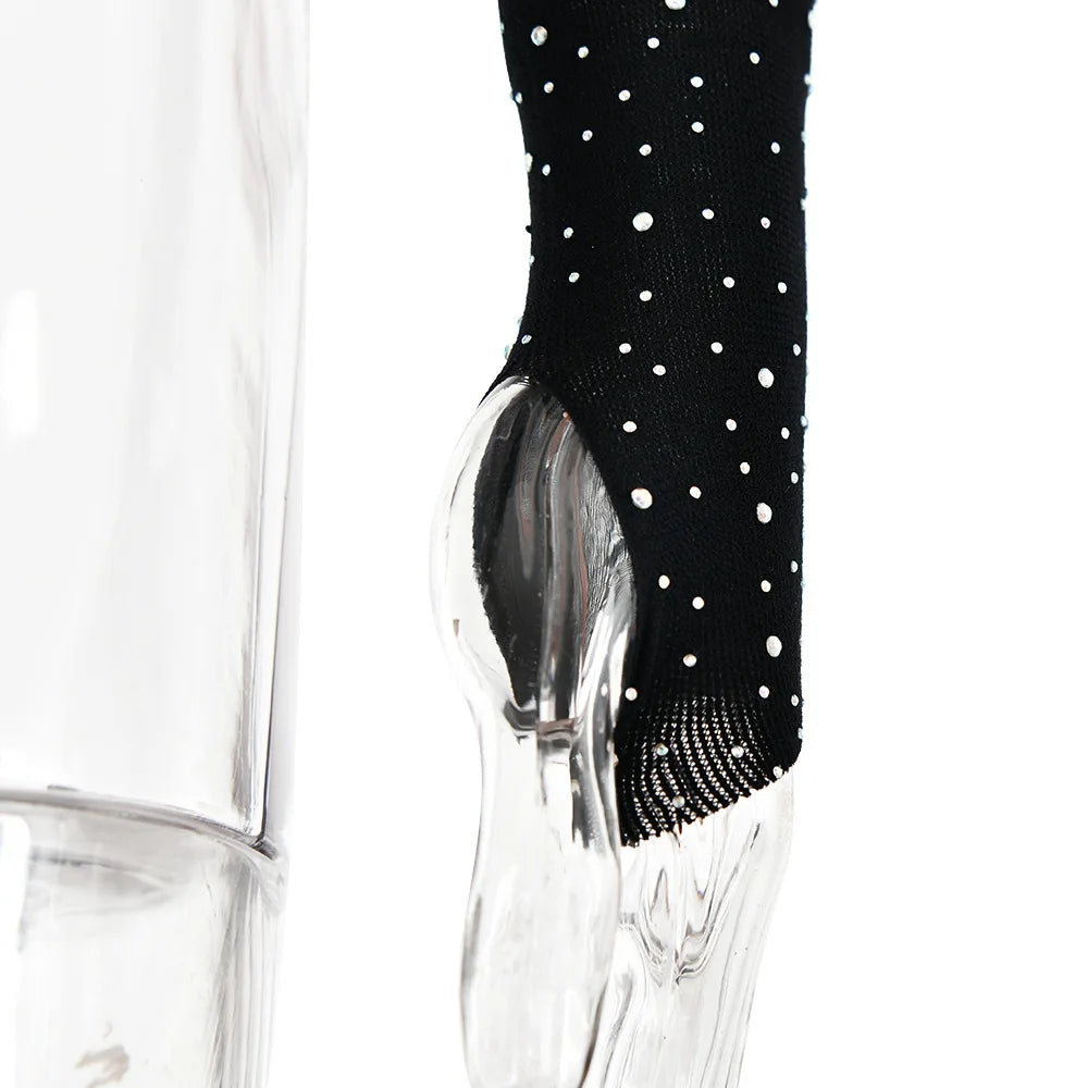 Long sleeve bodysuits sexy Summer outfit body suits women y2k clothes black bodysuit knitted rhinestone body suits seethrough