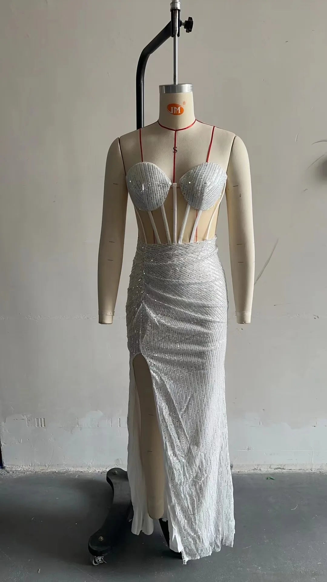 Long Dress Elegant Prom Dresses Strapless Evening Dresses Sleeveless Robes For Formal Party Sexy Tube Sequin Patchwork Silver