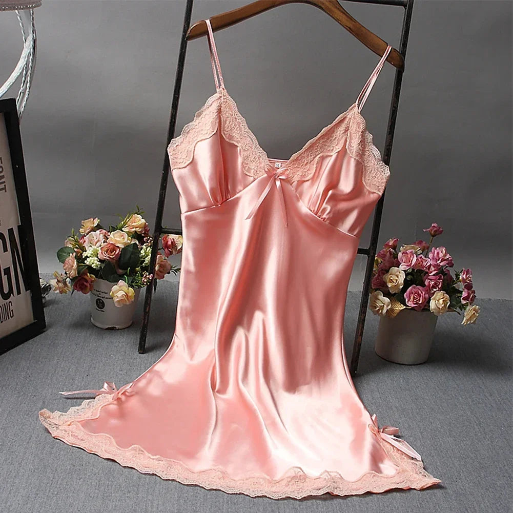 Ladies Wrap Dress Women Nightwear Breathable Lace Lightweight Lingerie Sleepwear Nightdress Sleeveless Fashion