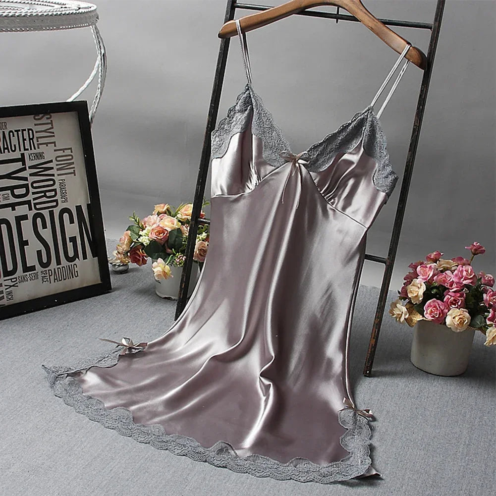 Ladies Wrap Dress Women Nightwear Breathable Lace Lightweight Lingerie Sleepwear Nightdress Sleeveless Fashion
