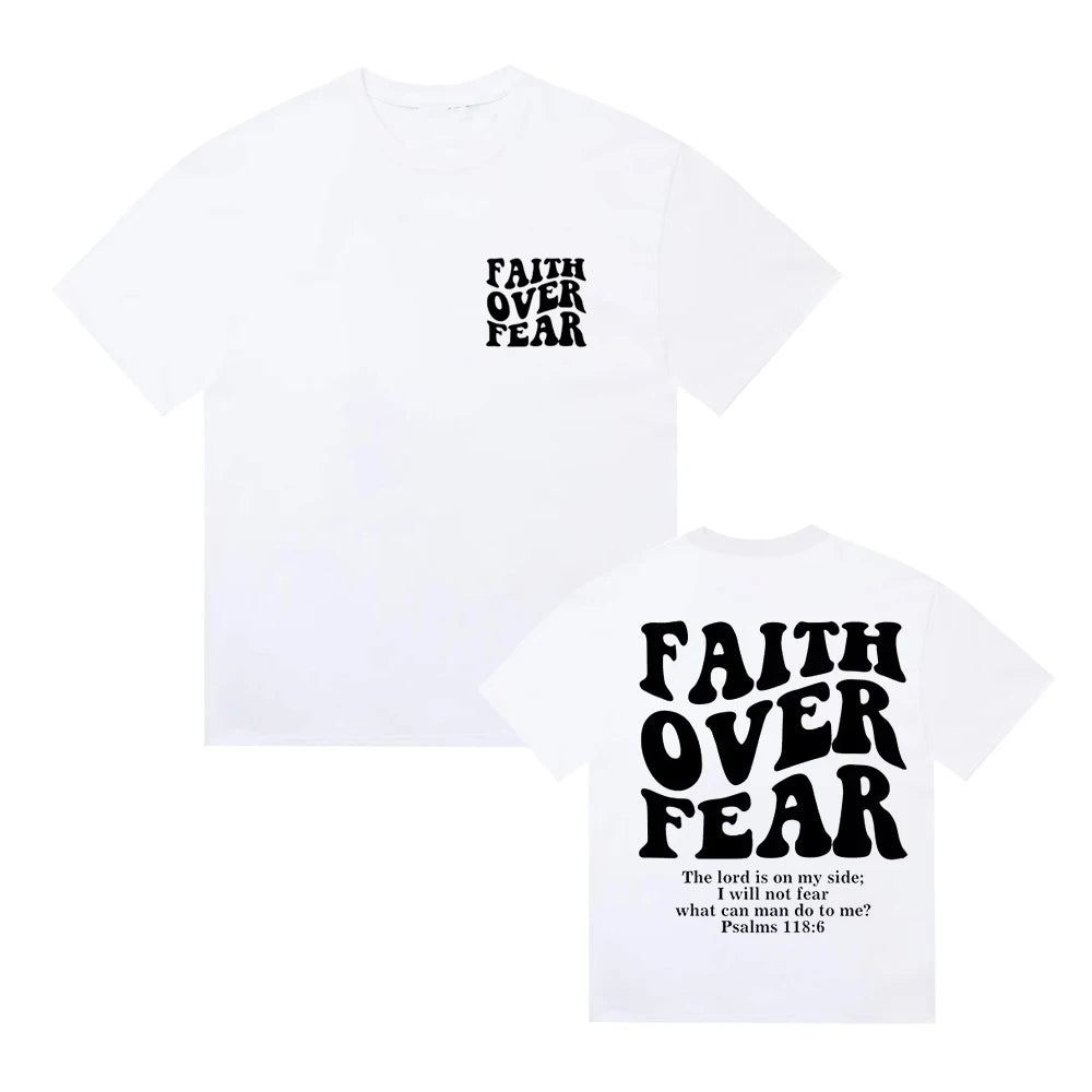 Faith Over Fear Christian Women T-shirts Christian Clothes Jesus Fashion Trendy T-shirts Bible Verse Sportwear Aesthetic Clothes