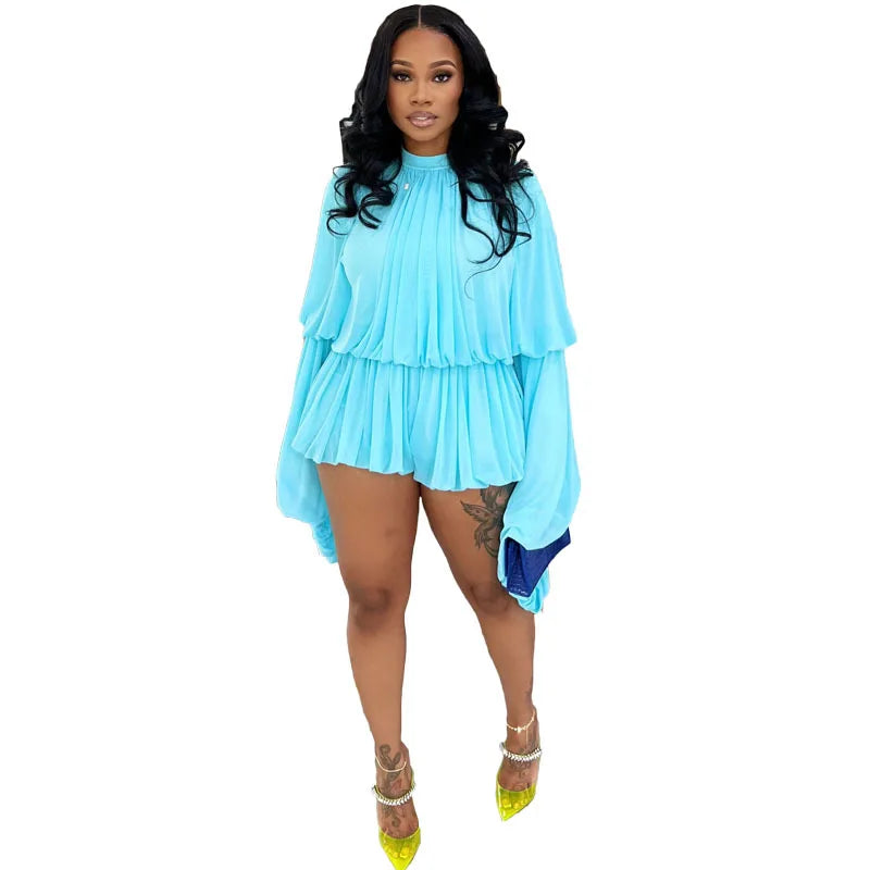 Solid Color Women Rompers For Summer Autumn Long Sleeve Bandage Loose Fashion Streetwear Overalls Wide Leg Pants Trousers 2025
