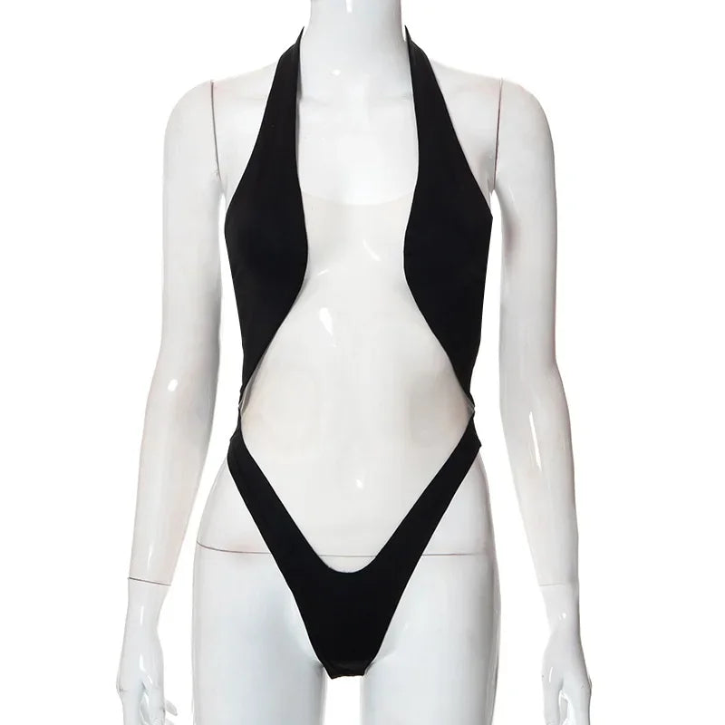 Neck-Mounted Sleeveless Bodysuit, One-Piece Corset Top, Mesh Patchwork Bustier, Sexy Lingerie, Fashion Trends, Summer Clothing