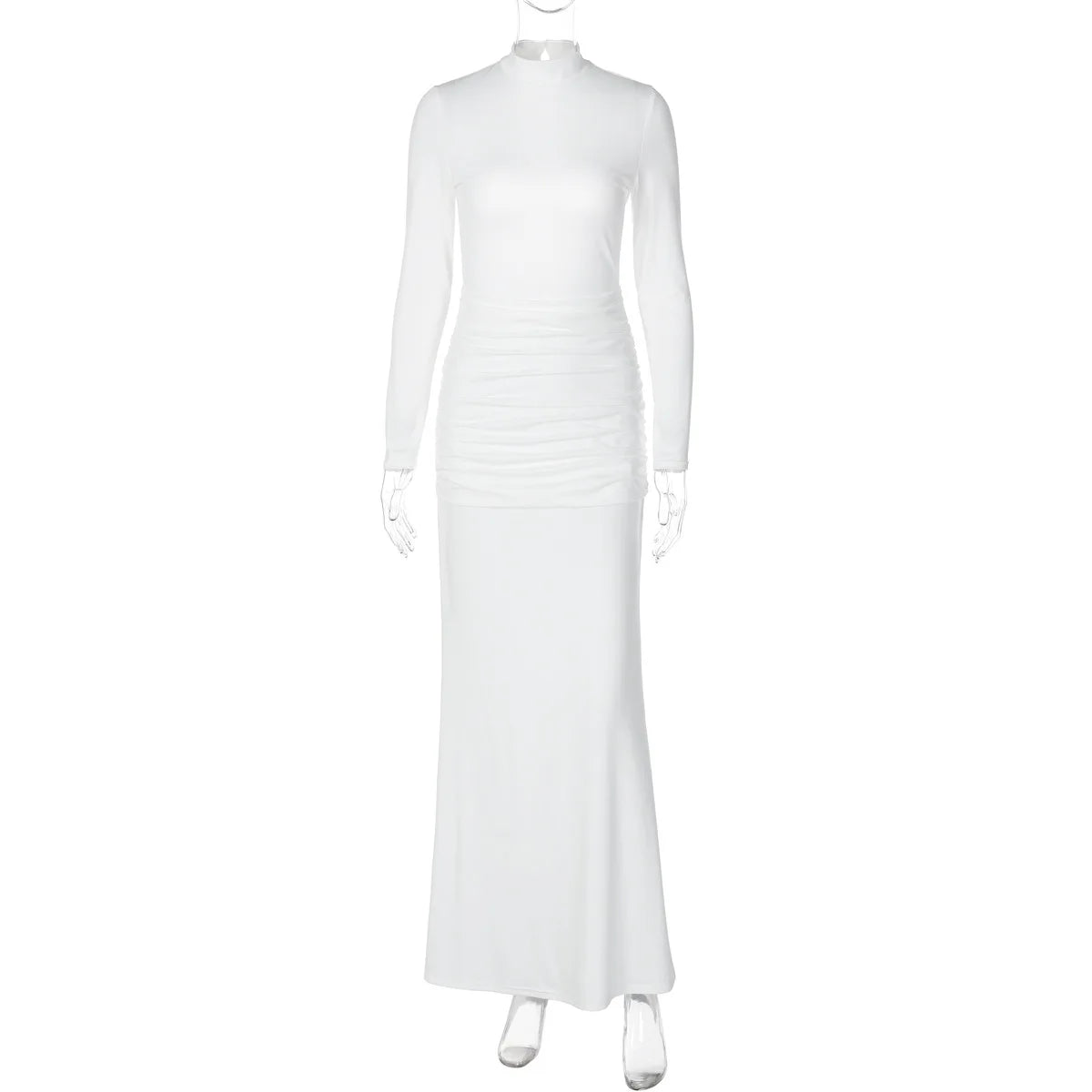 Elegant Backless Long Party Dresses for Women 2025 Autumn Long Sleeve High Waist Bodycon Tunics Folds Maxi Evening Prom Dress