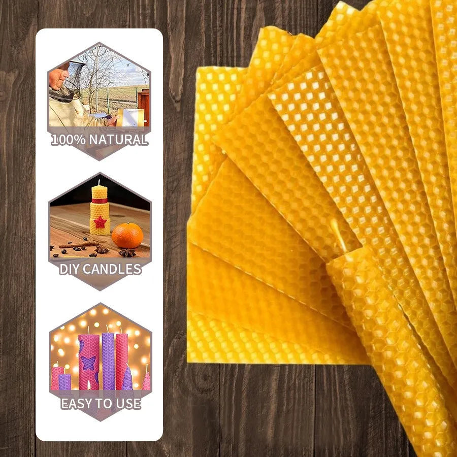 10pcs Natural Beeswax Candles Handmade No Fragrance No Additives Luxury High-End Candles For Candlelight Dinner Wedding Ceremony