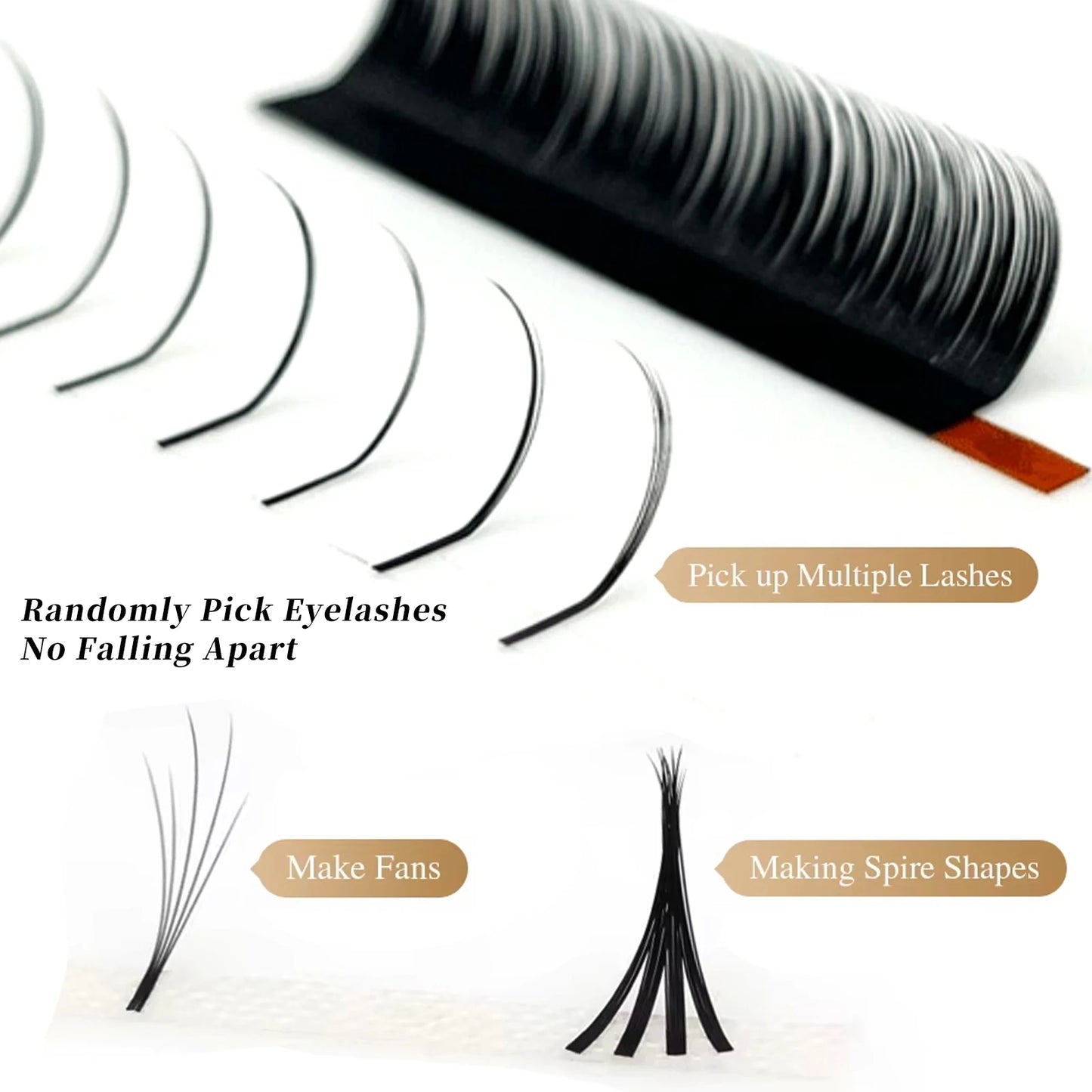Honey Eyelash LC LD Camellia Eyelash Faux Mink Easy Fan Eyelashes Extensions Matte Black Russian Volume Premade Fan Lashes