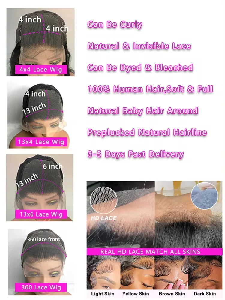 30 32 Inch 13x4 13x6 Straight HD Lace Frontal Human Hair Wigs For Women 5x5 Glueless Hd Lace Front Wig PrePlucked 250% Density