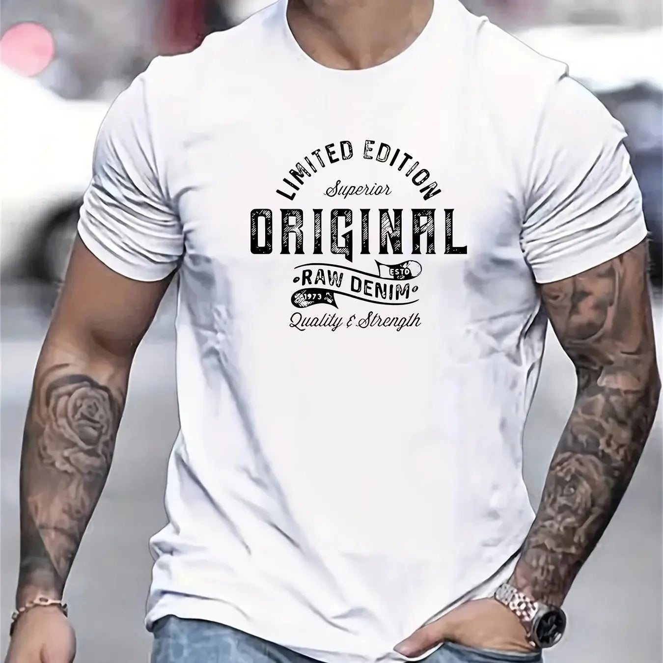 Men's summer 100% pure cotton fashionable casual sports loose edition pattern printed round neck short sleeved T-shirt top
