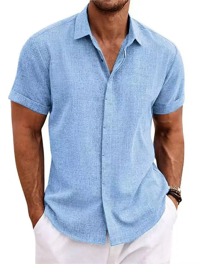 Men's Shirt with Short Sleeves Linen Shirt Mensolid Color Shirt Summer Shirt Men Shirts Shirts Men Dress Shirt Shirt Man Men