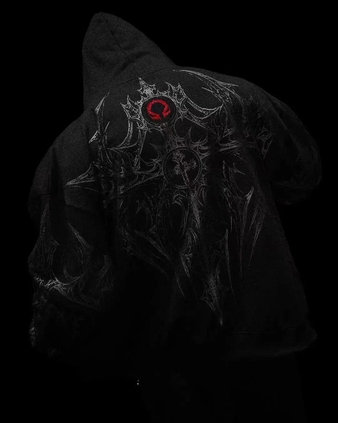 Y2K High Street Gothic Harajuku Dark style cross men hoodie American fashion punk large pattern clothing trendy loose sweatshirt