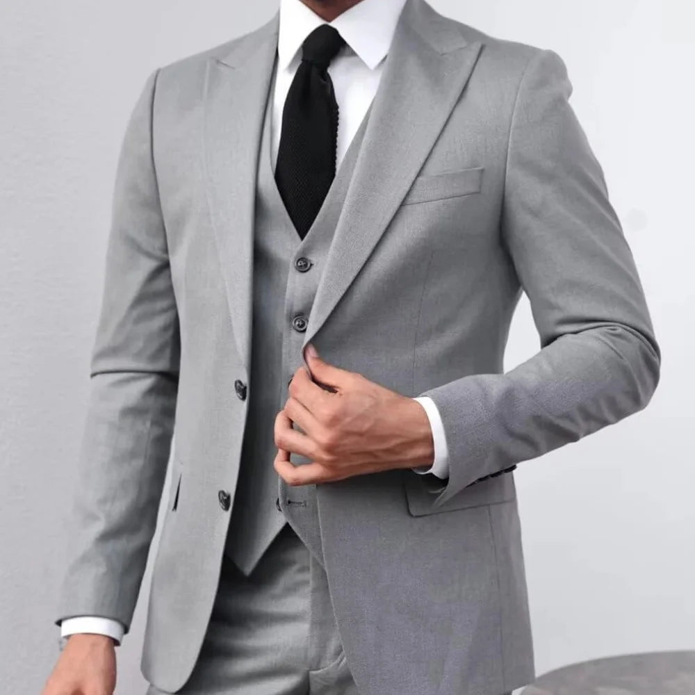 Formal Slim Evening Dinner Fit Suit Sets For Men Wedding Party Classic Tuxedos Fashion Banquet Male High-end Outfits 3 Pieces