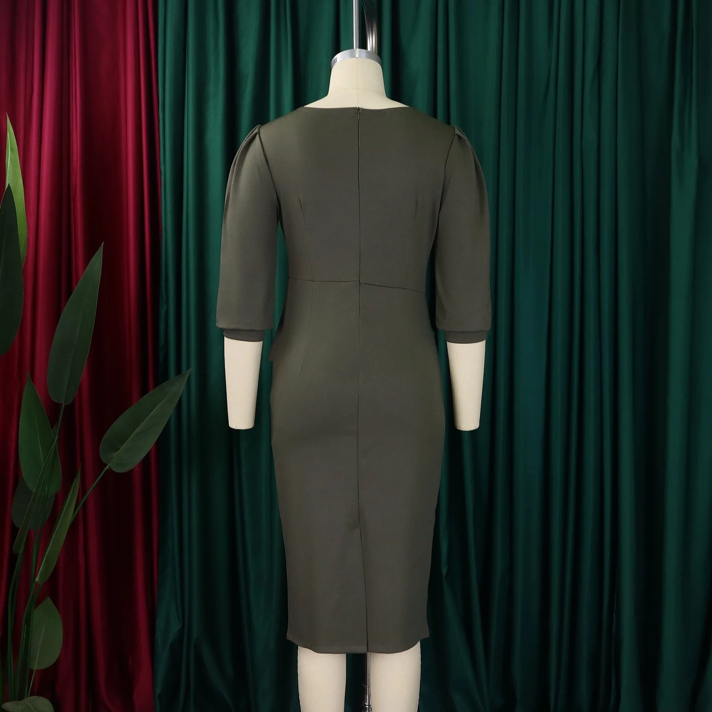 Elegant Office Dresses for Women O Neck Half Sleeve Sheath Package Hips Formal Business Work Wear Vestidos Mujer Dress Clothes