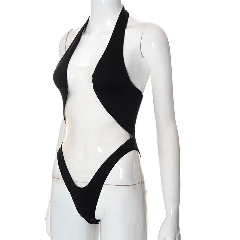 Neck-Mounted Sleeveless Bodysuit, One-Piece Corset Top, Mesh Patchwork Bustier, Sexy Lingerie, Fashion Trends, Summer Clothing