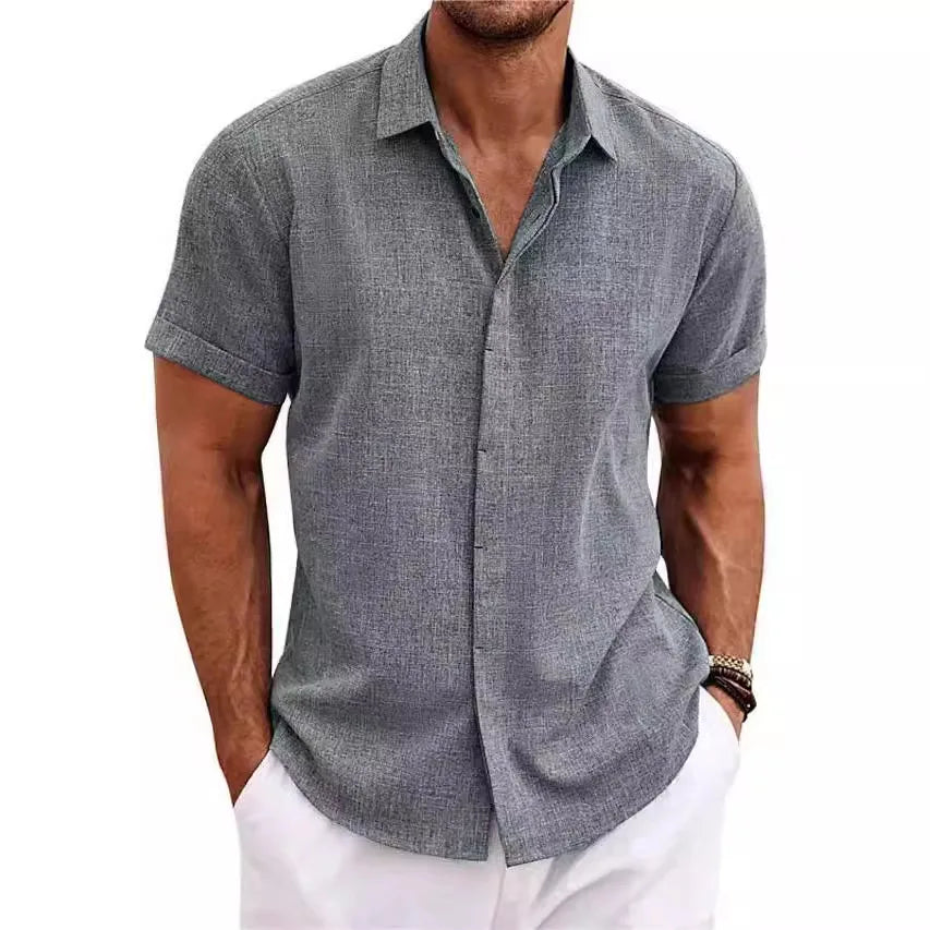 Men's Shirt with Short Sleeves Linen Shirt Mensolid Color Shirt Summer Shirt Men Shirts Shirts Men Dress Shirt Shirt Man Men